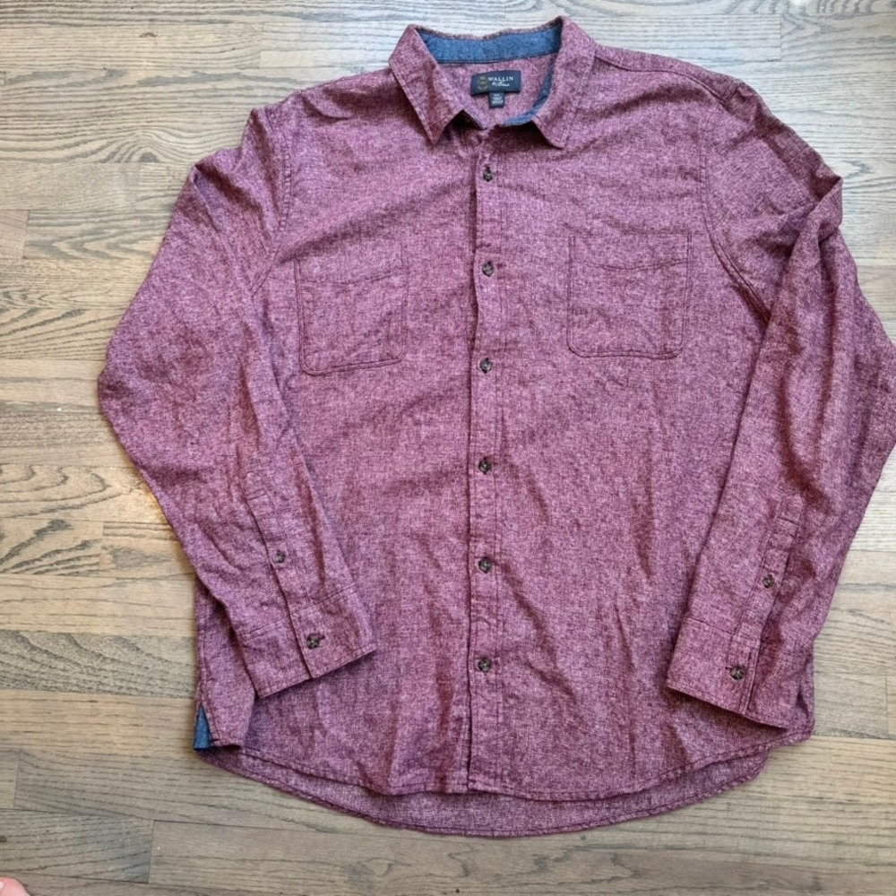Wallin & Bros.‎ Burgundy Flannel Shirt Long Sleeve Button Up Mens 2XL